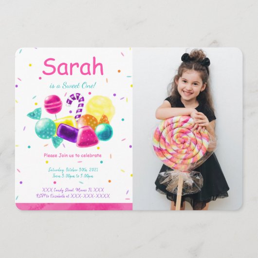 キャンディーの写真招待状 招待状 (正面)