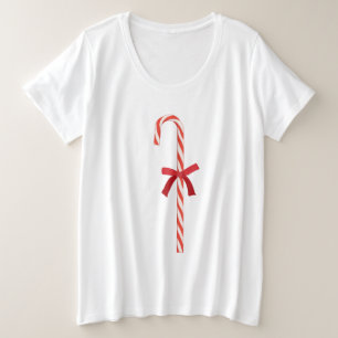 キャンディーの杖 プラスサイズTシャツ