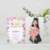 キャンディーの誕生日写真招待状 招待状 (スタンド正面)