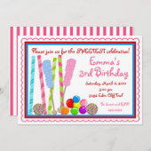 キャンディーの誕生日招待状 招待状 (正面/裏面)