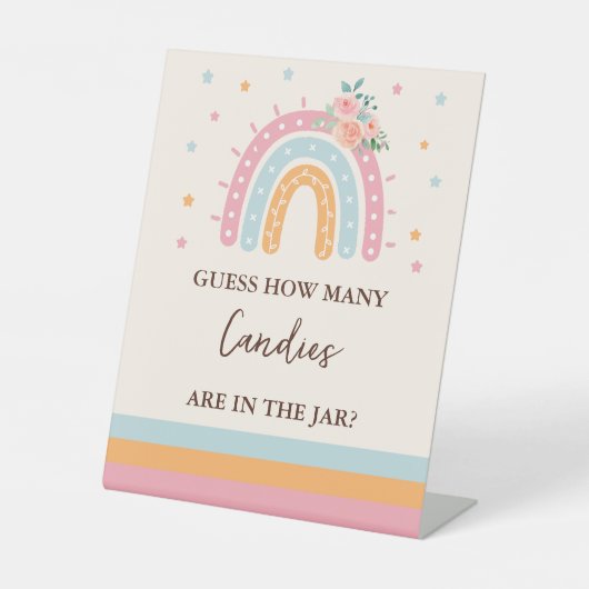 キャンディーの赤ちゃんシャワーゲームの台座の数を推測 台座サイン (正面)