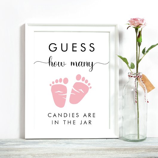 キャンディーの赤ちゃん女の子のシャワーゲームの数を推測 ポスター