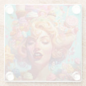 キャンディーアイスクリームガールシュールファンタジーアート ガラスコースター (裏面)