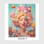 キャンディーアイスクリームガールシュールファンタジーアート シール (シート)