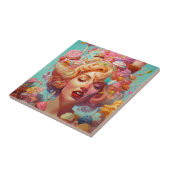 キャンディーアイスクリームガールシュールファンタジーアート タイル (側面)