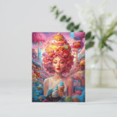 キャンディーアイスクリームガールシュールファンタジーアート ポストカード (スタンド正面)