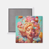 キャンディーアイスクリームガールシュールファンタジーアート マグネット (正面/裏面)