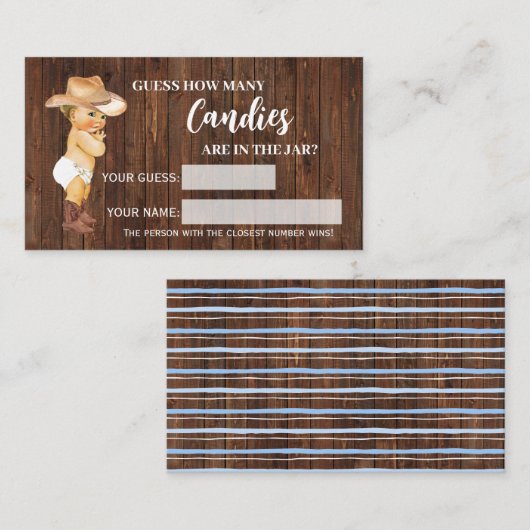 キャンディーカウボーイベビーシャワーゲームカードの数 プレイスカード (正面/裏面)