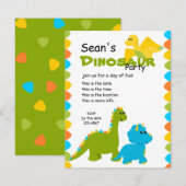 キャンディーカラーの恐竜 招待状 (正面/裏面)