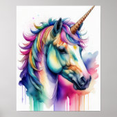 キャンディーカラーの水彩ユニコーンV ポスター (正面)