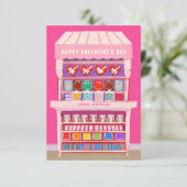 キャンディーカート図解入りの、写真付きのバレンタインデーの写真 招待状 (スタンド正面)