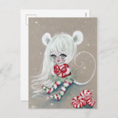 キャンディーカードを使った最も甘いクリスマスマウス シーズンポストカード (正面/裏面)