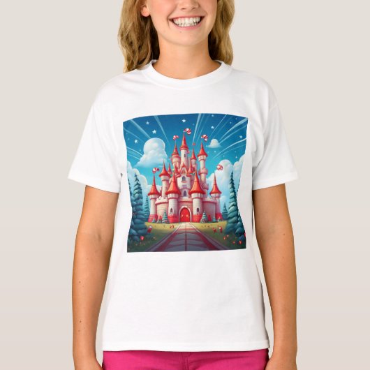 キャンディーキャノン城のファンタジーイメージ Tシャツ (正面)
