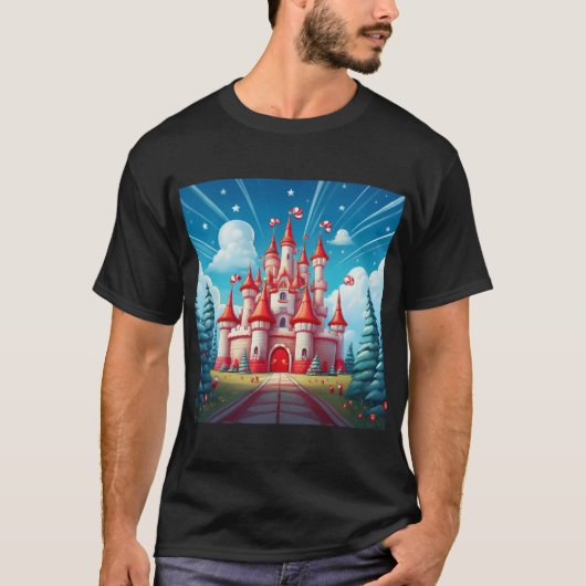 キャンディーキャノン城のファンタジーイメージ Tシャツ (正面)