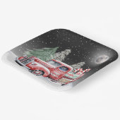 キャンディーキャン付きクリスマスレッドトラック ペーパープレート (傾斜あり)