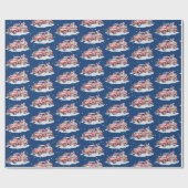 キャンディーキャン付きクリスマスレッドトラック ラッピングペーパー (フラット)