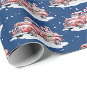 キャンディーキャン付きクリスマスレッドトラック ラッピングペーパー (ロールコーナー)