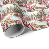 キャンディーキャン付きジンジャーブレッドハウス ラッピングペーパー (ロールコーナー)