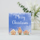 キャンディーキャン付きメリークリスマスジンジャーブレッドハウス 招待状 (スタンド正面)