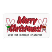 キャンディーキャン付きメリークリスマス文字 ラベル (正面)