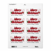 キャンディーキャン付きメリークリスマス文字 ラベル (フルシート)