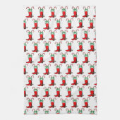 キャンディーキャン付き西クリスマスカウボーイブーツ キッチンタオル (縦)