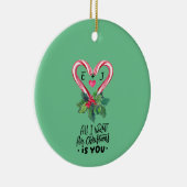 キャンディーキャン、ホリーベリー、ラブ、モノグラム セラミックオーナメント (右)