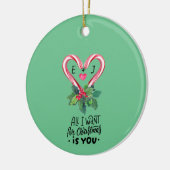 キャンディーキャン、ホリーベリー、ラブ、モノグラム セラミックオーナメント (左)