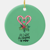 キャンディーキャン、ホリーベリー、ラブ、モノグラム セラミックオーナメント (裏面)