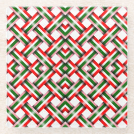 キャンディーキースクリスマスシームレスフラットホリデーカード ガラスコースター