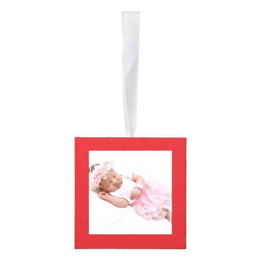 キャンディーキーン柄ベビーマイ初めてのクリスマス3 Photo キューブオーナメント (右)