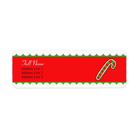 キャンディーキーン赤n緑の縁どクリスマスラベル ラベル (正面)