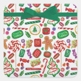 キャンディークリスマス クッキーズ カード 封筒 スクエアシール