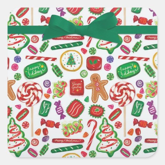 キャンディークリスマス クッキー カード 封筒 スクエアシール (正面)