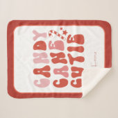 キャンディーケインかわいこちゃんクリスマスホリデイと名前 シェルパブランケット (正面(横))