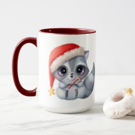 キャンディーケインかわいこちゃんラクーンクリスマスコーヒーマグ マグカップ