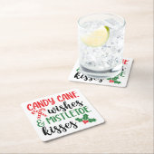 キャンディーケインの願いとミスタントーのキス スクエアペーパーコースター (インサイチュ)
