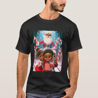 キャンディーケインアフリカンアメリカン兄弟姉妹ホリデイ Tシャツ