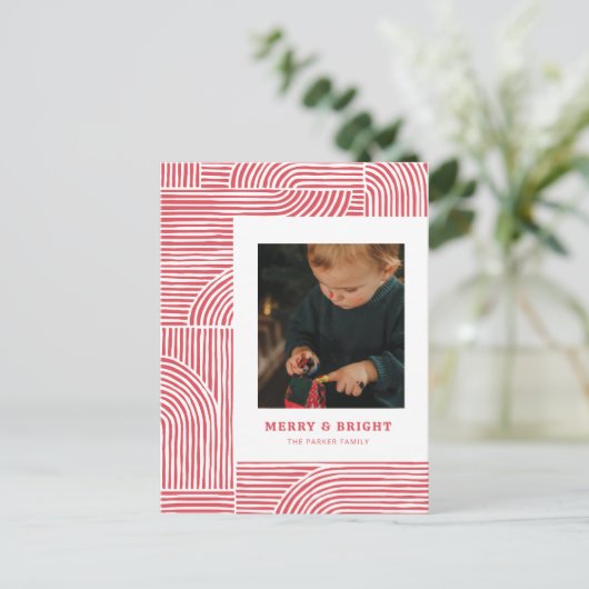 キャンディーケインアーシュモダンホリデーフォトポストカード シーズンポストカード (スタンド正面)