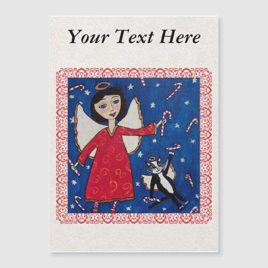 キャンディーケインエンジェルキャットクリスマスフォークアート (正面)