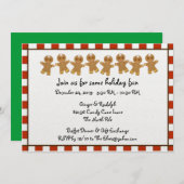 キャンディーケインギンガーブレッドホリデーパーティー招待状 招待状 (正面/裏面)