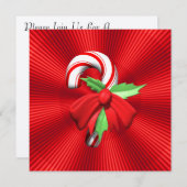 キャンディーケインクリスマスパーティの招待状 招待状 (正面/裏面)