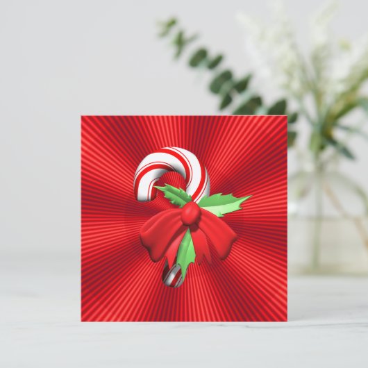 キャンディーケインクリスマスパーティの招待状 招待状 (スタンド正面)