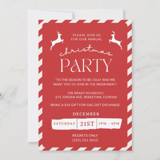 キャンディーケインクリスマスホリデーパーティー招待状 招待状 (正面)