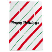 キャンディーケインクリスマスホリデー抱き枕 ミディアムペーパーバッグ (裏面)