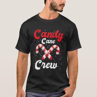 キャンディーケインクルーおもしろいクリスクリスマスキャンディ恋人Xマス Tシャツ