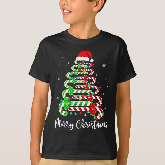キャンディーケインサンタハットクリスマスツリーおもしろいクリスメリーム Tシャツ