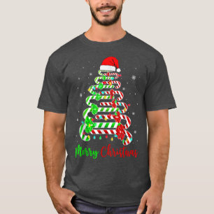 キャンディーケインサンタハットクリスマスツリーおもしろいクリスメリーム Tシャツ