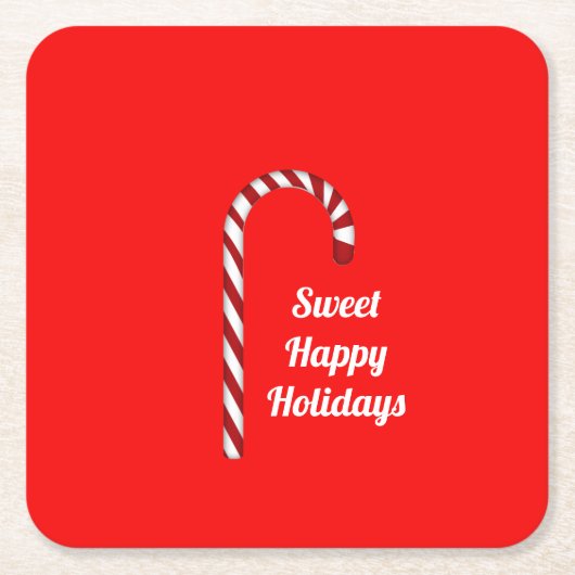 キャンディーケインスウィートホリデーズパルプボードコースター スクエアペーパーコースター (正面)