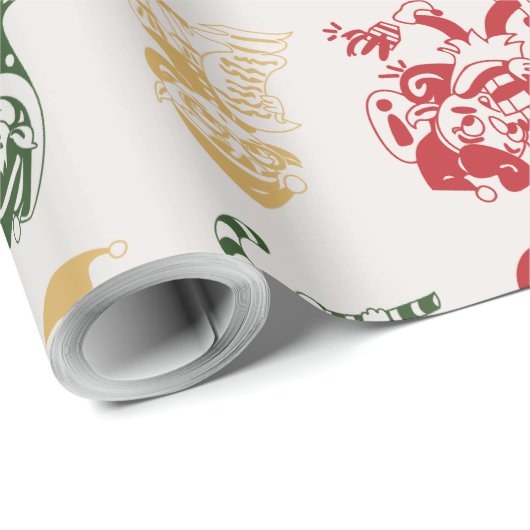 キャンディーケインストッキングクリスマスツリー ラッピングペーパー (ロールコーナー)